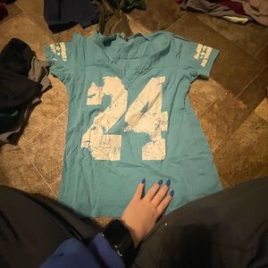 Vanity Blue Short Sleeve Tee with White Print